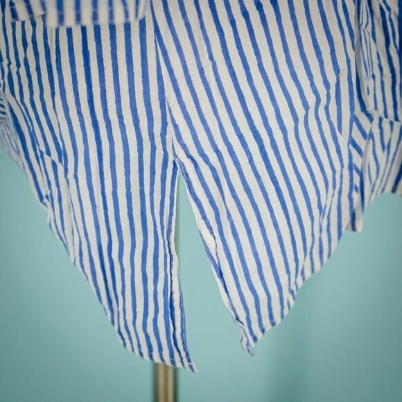 Roberta Roller Rabbit Size Medium M Blue Stripe Embroidered Cotton Tunic Top - Picture 3 of 8